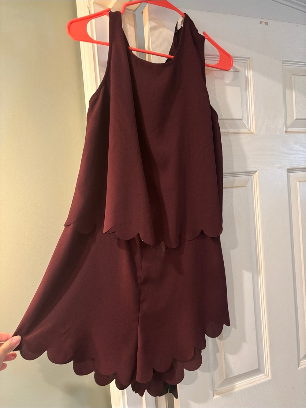 H&M Women's Burgundy Scalloped Romper